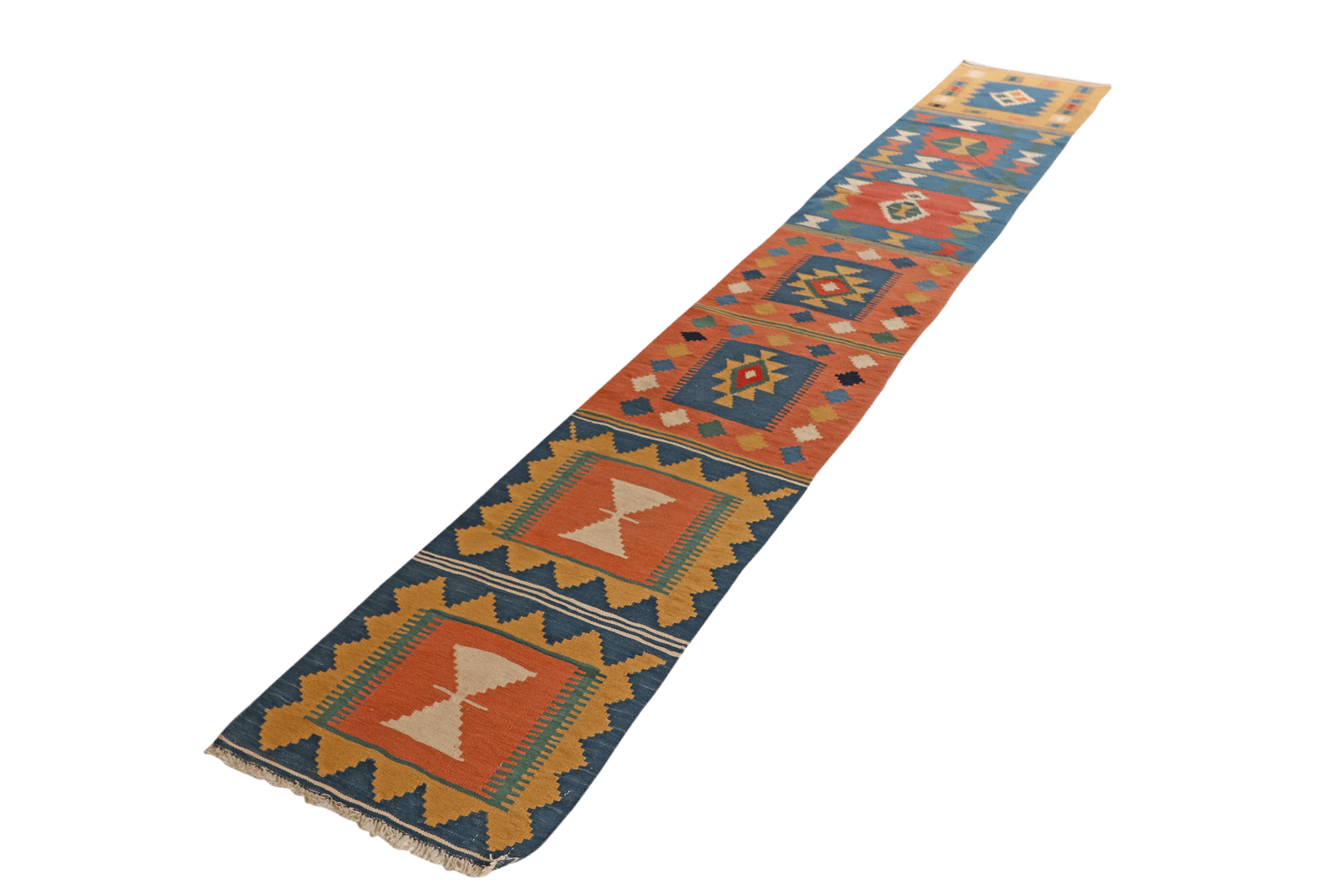 Kelim Gashgai — Handmade, 52x355 cm, Blue, 100% Virgin Wool | View 5