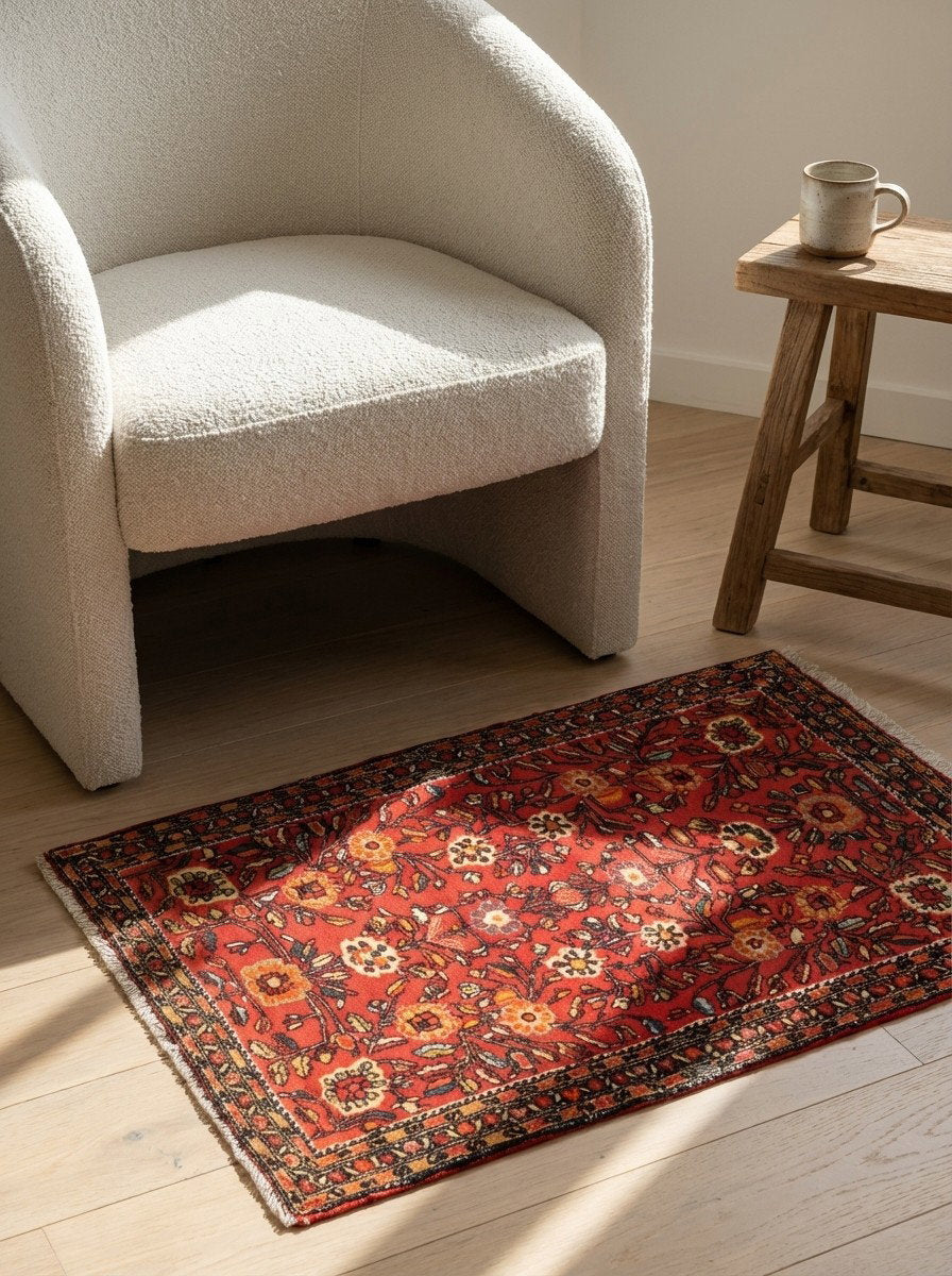 Farahan — Handgefertigt, 78x57 cm, Bunt, 100% Virgin Wool | Detail view