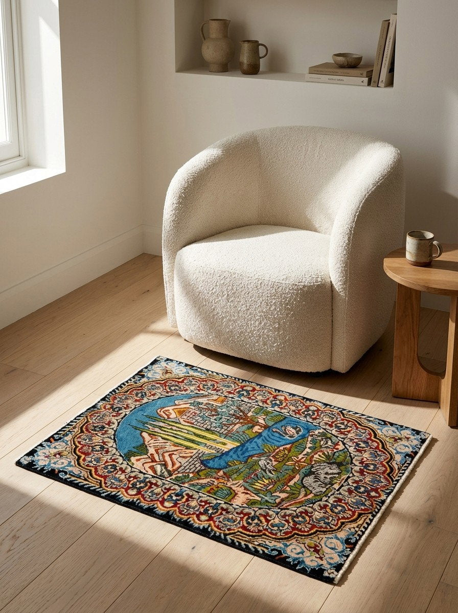 Kirman — Handgefertigt, 67x53 cm, Bunt, 100% Virgin Wool | Detail view