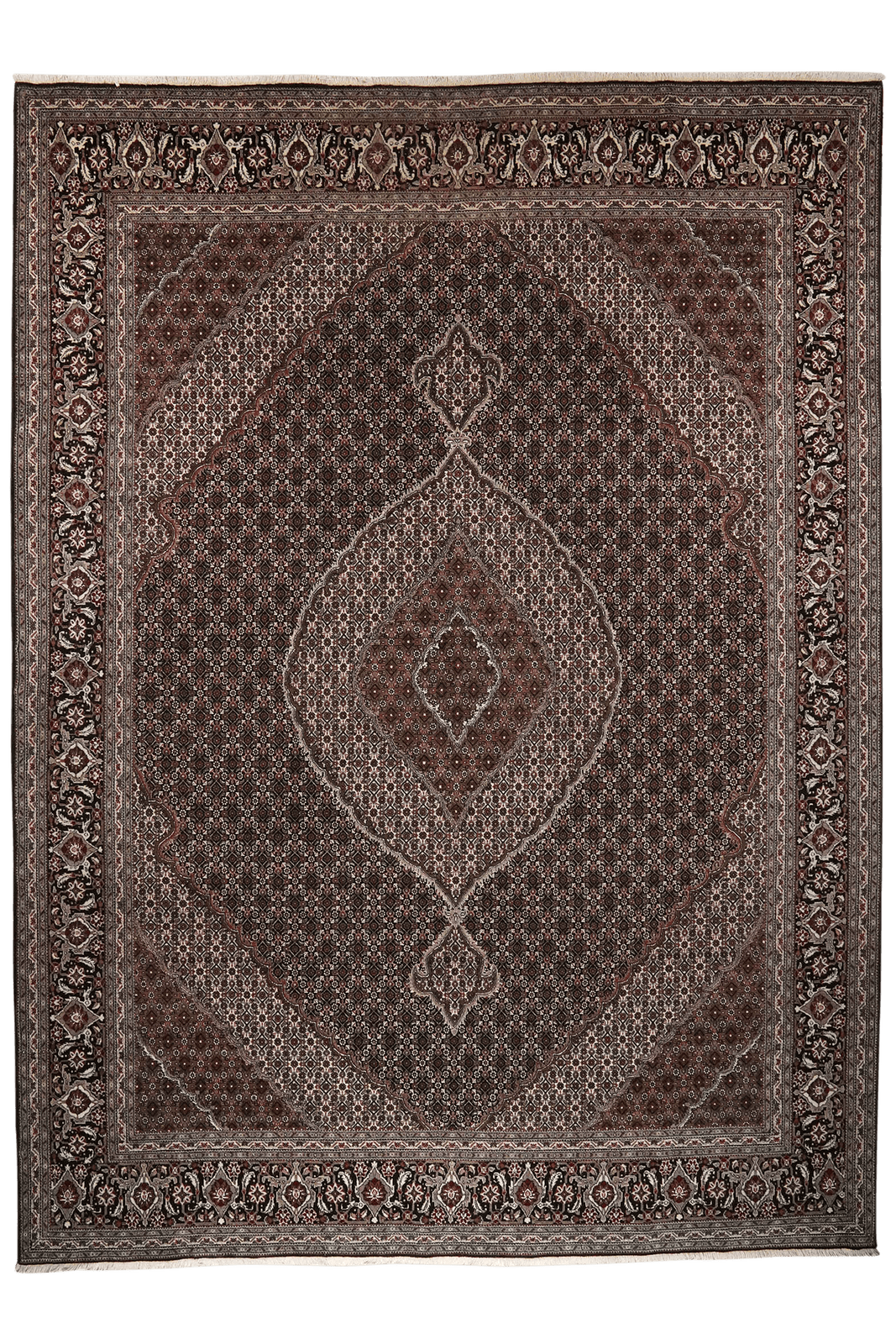 Tabriz 40 Raj — Hand-knotted, 249x345 cm, Black, 100% Virgin Wool | Main view