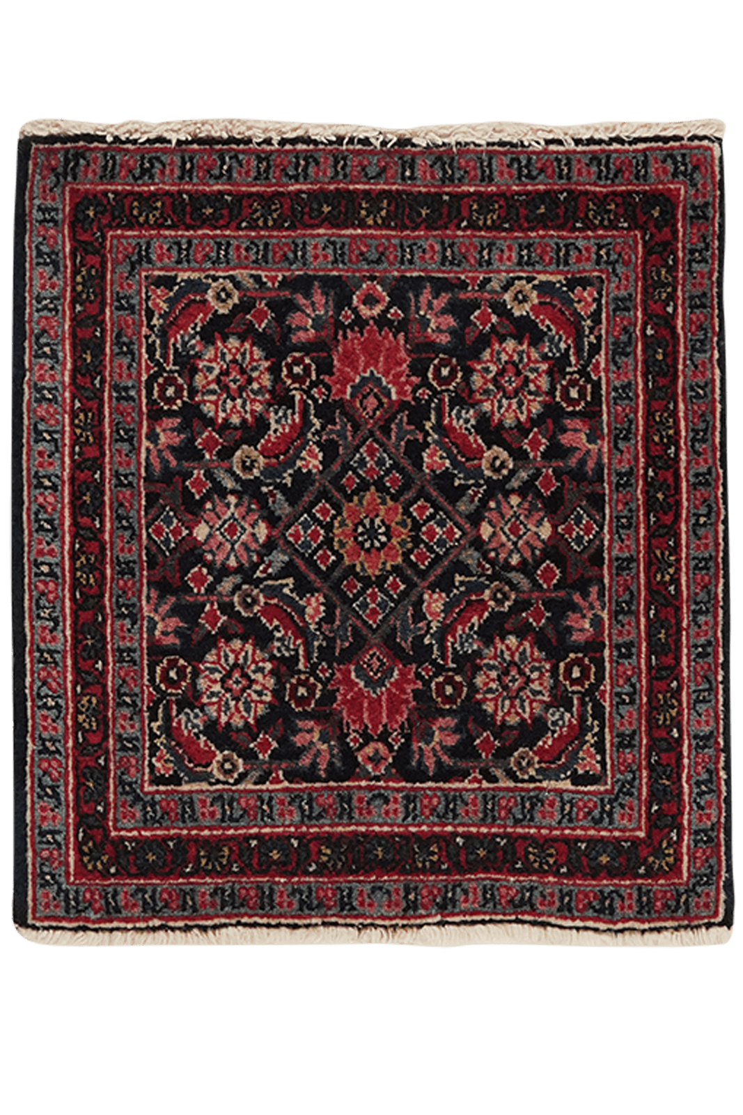 Hamadan — Hand-knotted, 50x54 cm, Blue, 100% Virgin Wool | Main view