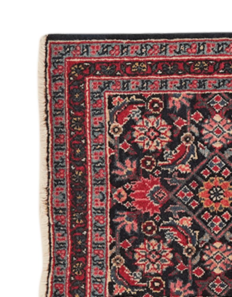 Hamadan — Hand-knotted, 50x54 cm, Blue, 100% Virgin Wool | View 3