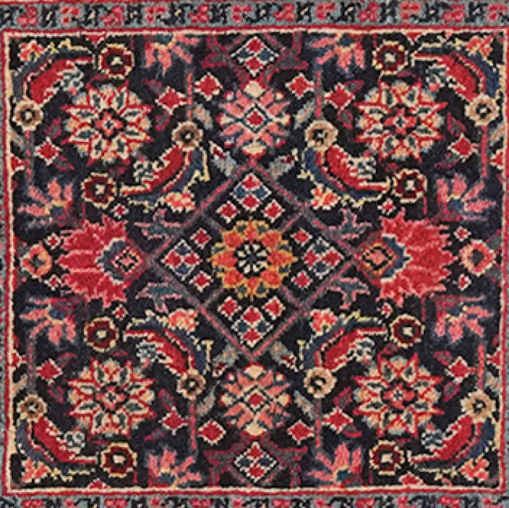 Hamadan — Hand-knotted, 50x54 cm, Blue, 100% Virgin Wool | View 4