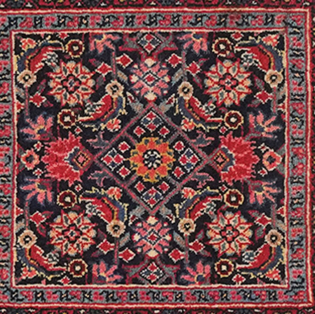 Hamadan — Hand-knotted, 48x52 cm, Blue, 100% Virgin Wool | View 4