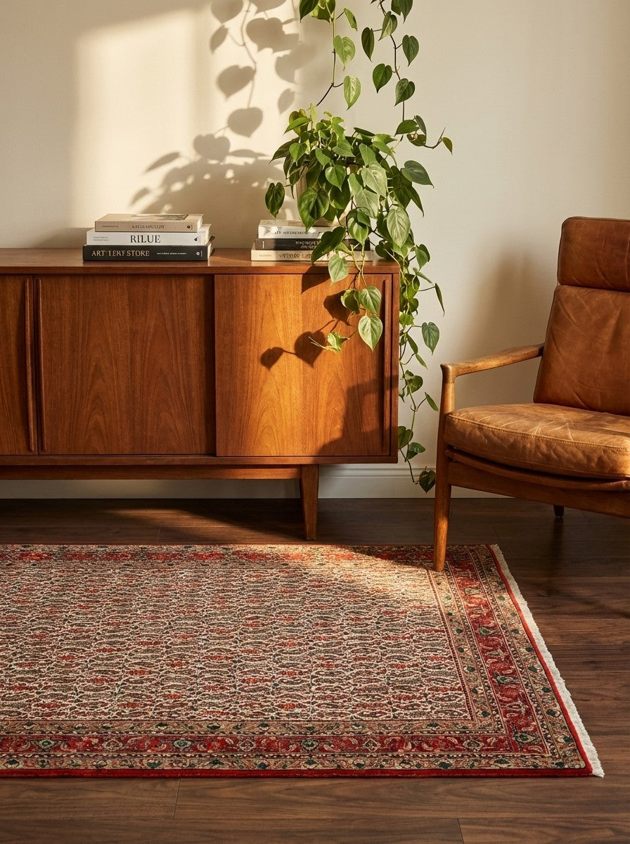 Bidjar — Hand-knotted, 117x166 cm, Beige, 100% Virgin Wool | Back view