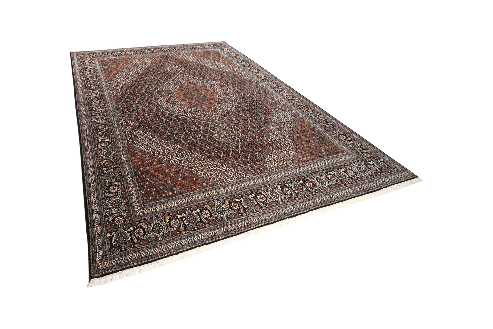 Tabriz 40 Raj — Hand-knotted, 251x341 cm, Black, 100% Virgin Wool | View 5