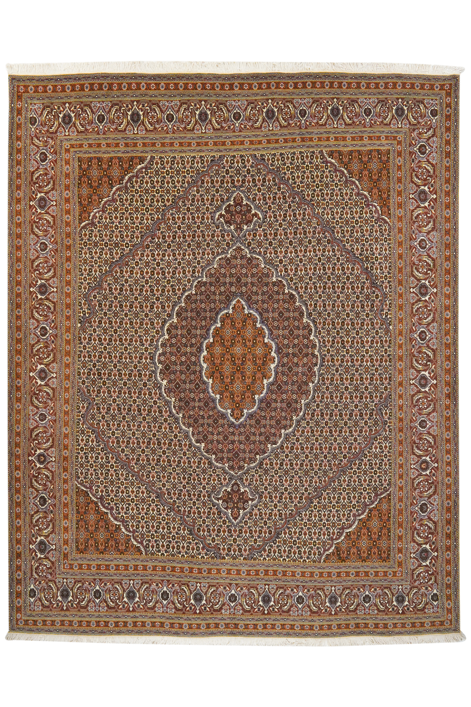 Tabriz 40 Raj — Handgefertigt, 249x202 cm, Braun, 100% Virgin Wool | Main view