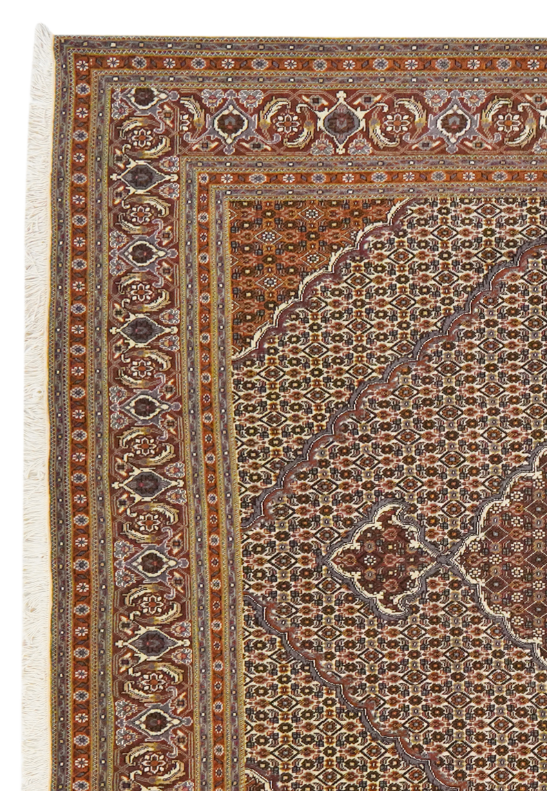 Tabriz 40 Raj — Handgefertigt, 249x202 cm, Braun, 100% Virgin Wool | View 4
