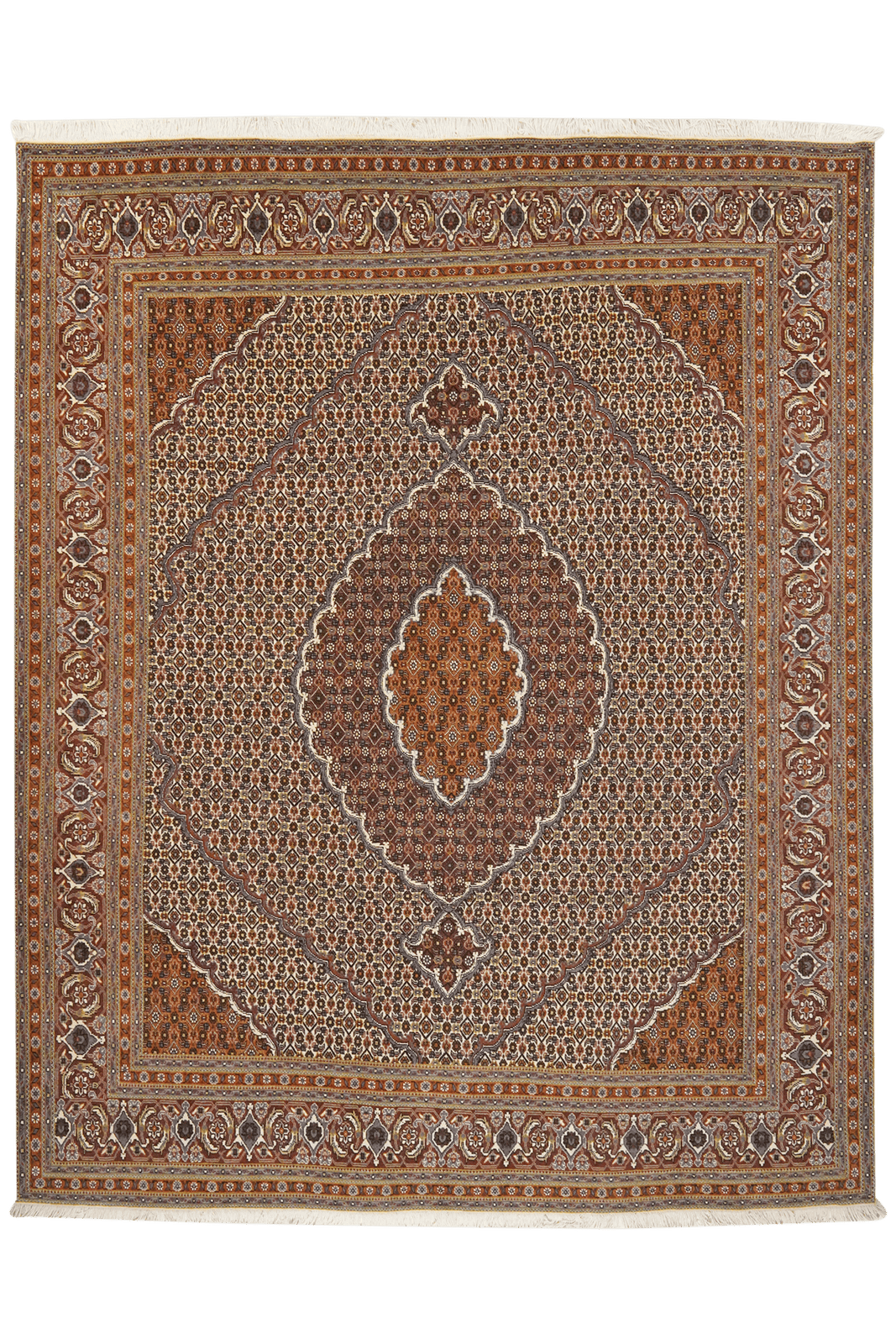 Tabriz 40 Raj — Hand-knotted, 202x249 cm, Brown, 100% Virgin Wool | Main view