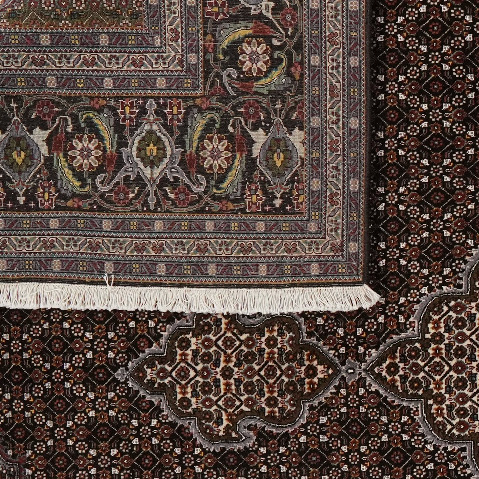 Tabriz 40 Raj — Hand-knotted, 249x340 cm, Black, 100% Virgin Wool | View 6