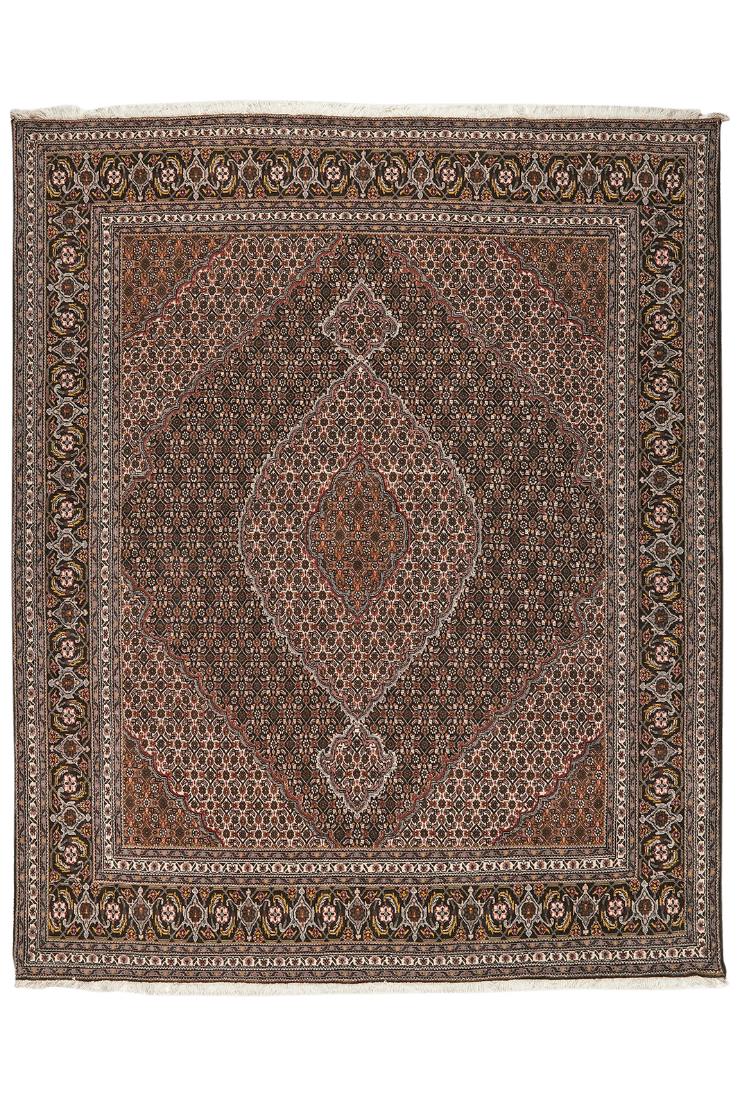Tabriz 40 Raj — Hand-knotted, 198x244 cm, Brown, 100% Virgin Wool | Main view