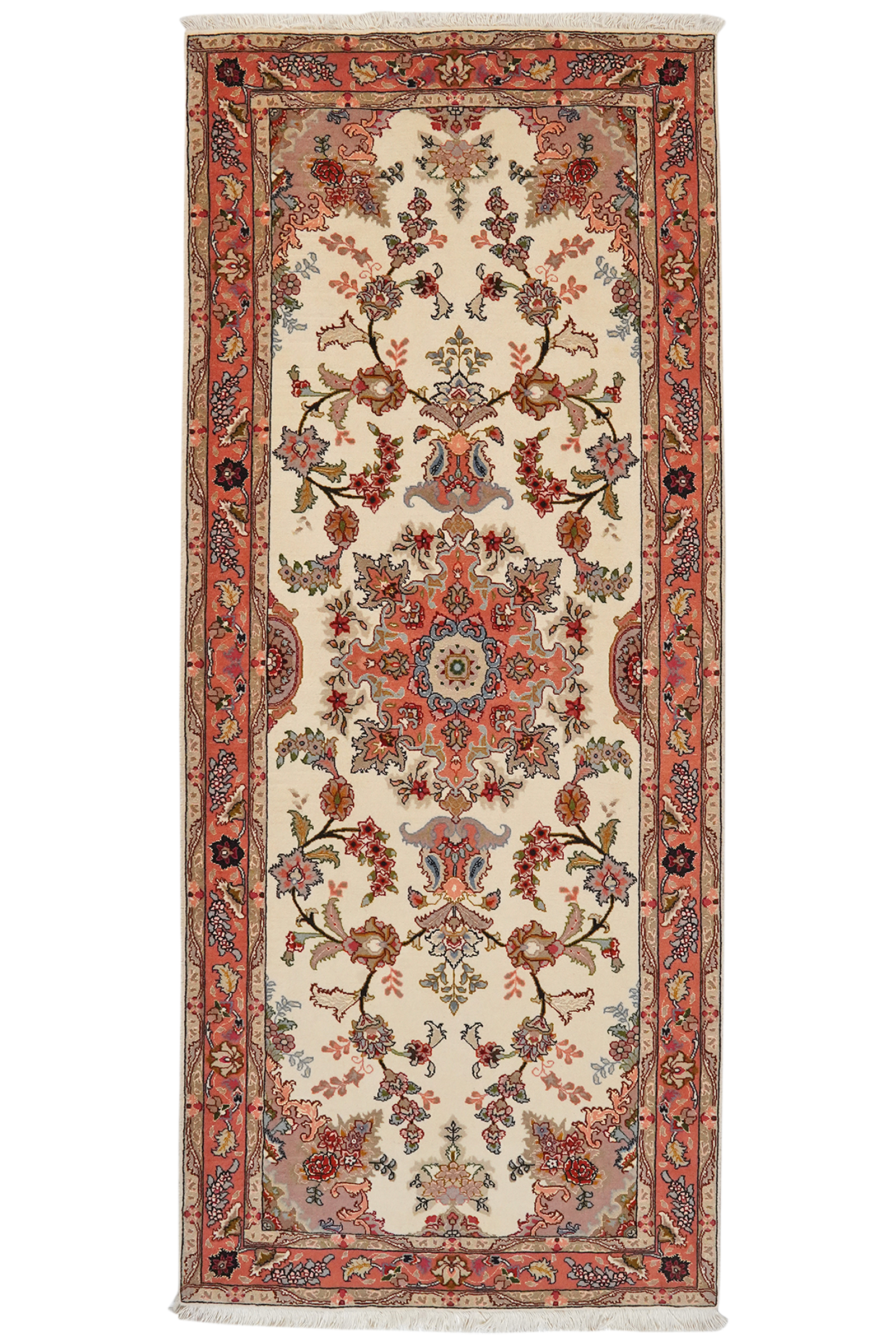 Tabriz 50 Raj — Handgefertigt, 199x82 cm, Rot, 95% Schurwolle, 5% Seide | Main view