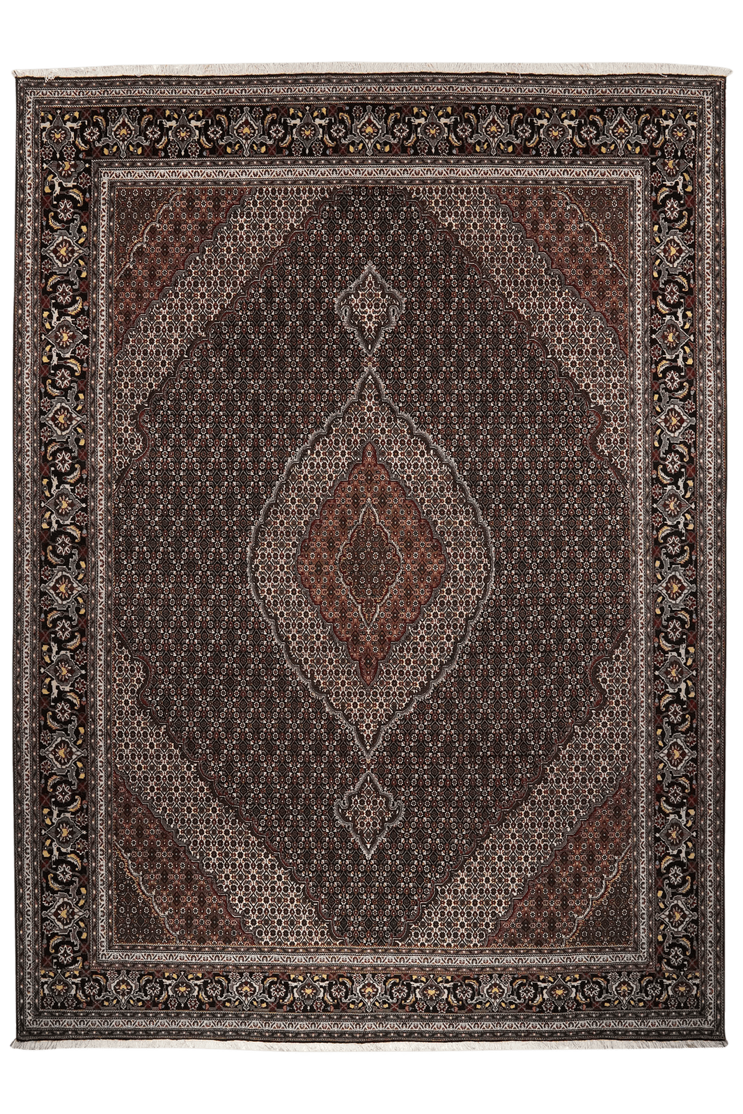 Tabriz 40 Raj — Hand-knotted, 247x343 cm, Black, 100% Virgin Wool | Main view