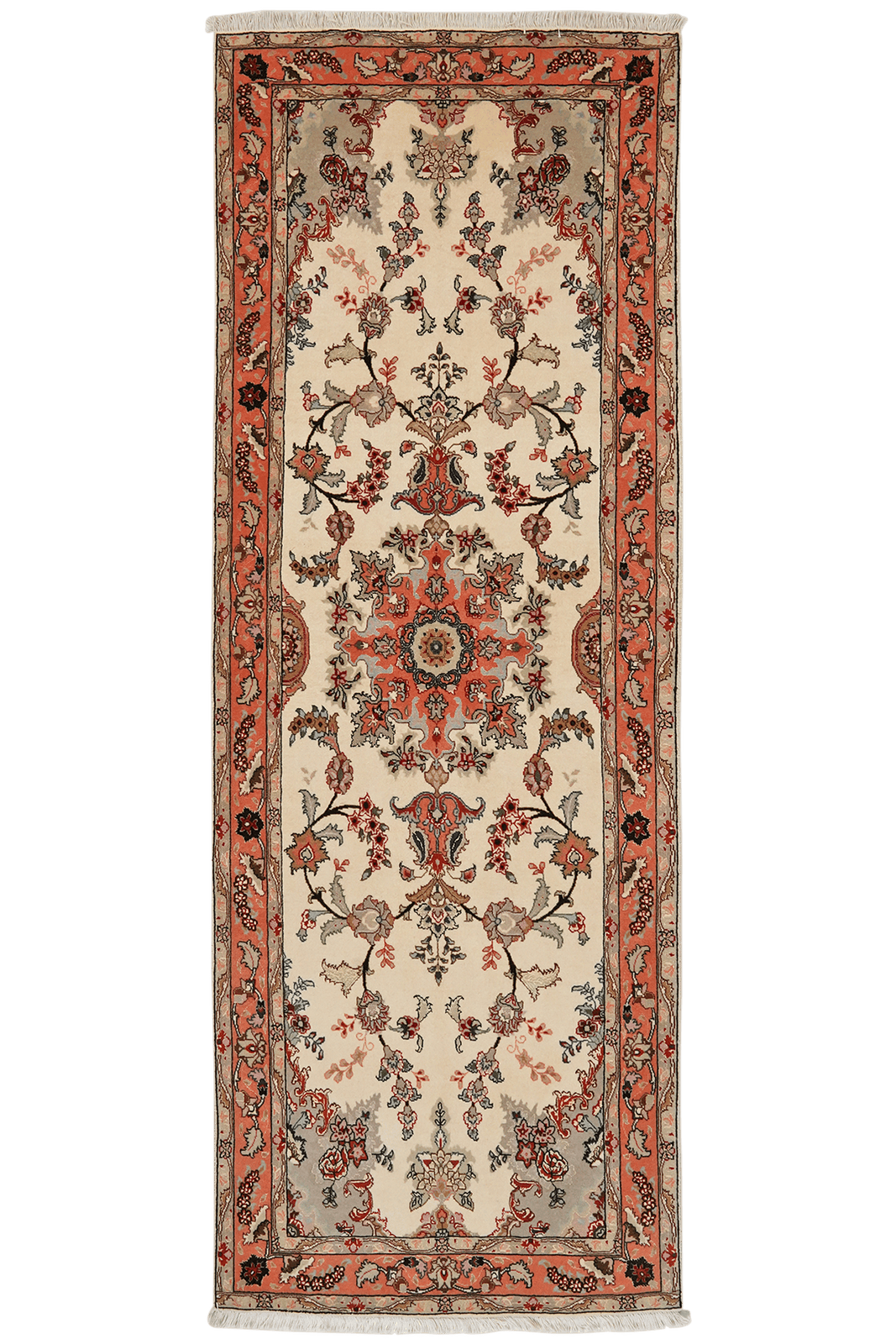 Tabriz 50 Raj — Hand-knotted, 79x219 cm, Beige, 100% Virgin Wool | Main view