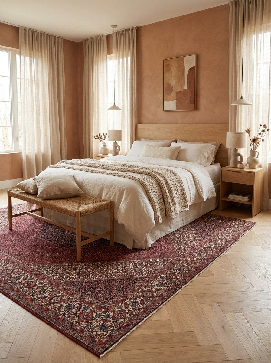 Bidjar — Handgefertigt, 302x205 cm, Beige, 100% Virgin Wool | Detail view