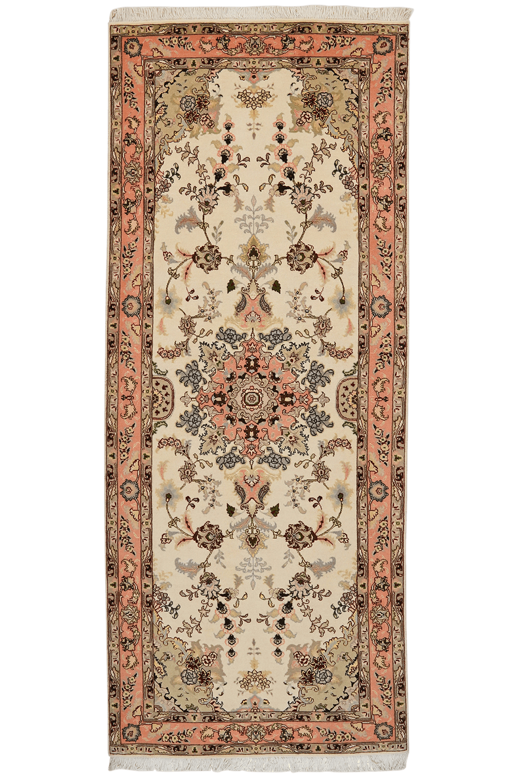 Tabriz 50 Raj — Hand-knotted, 81x203 cm, Beige, 100% Virgin Wool | Main view