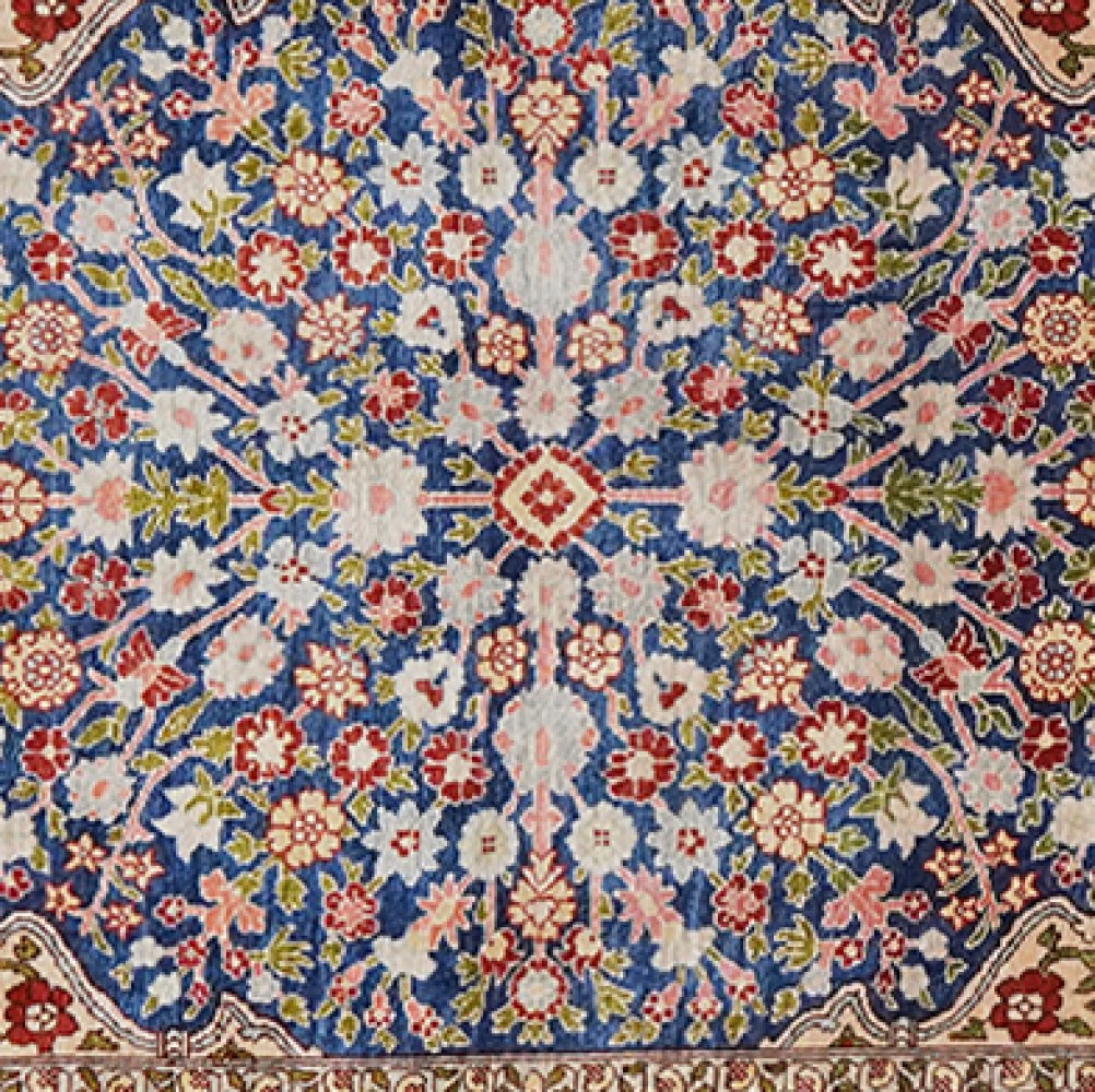 Hereke-Seide — Hand-knotted, 67x104 cm, Blue, 100% Silk | View 4