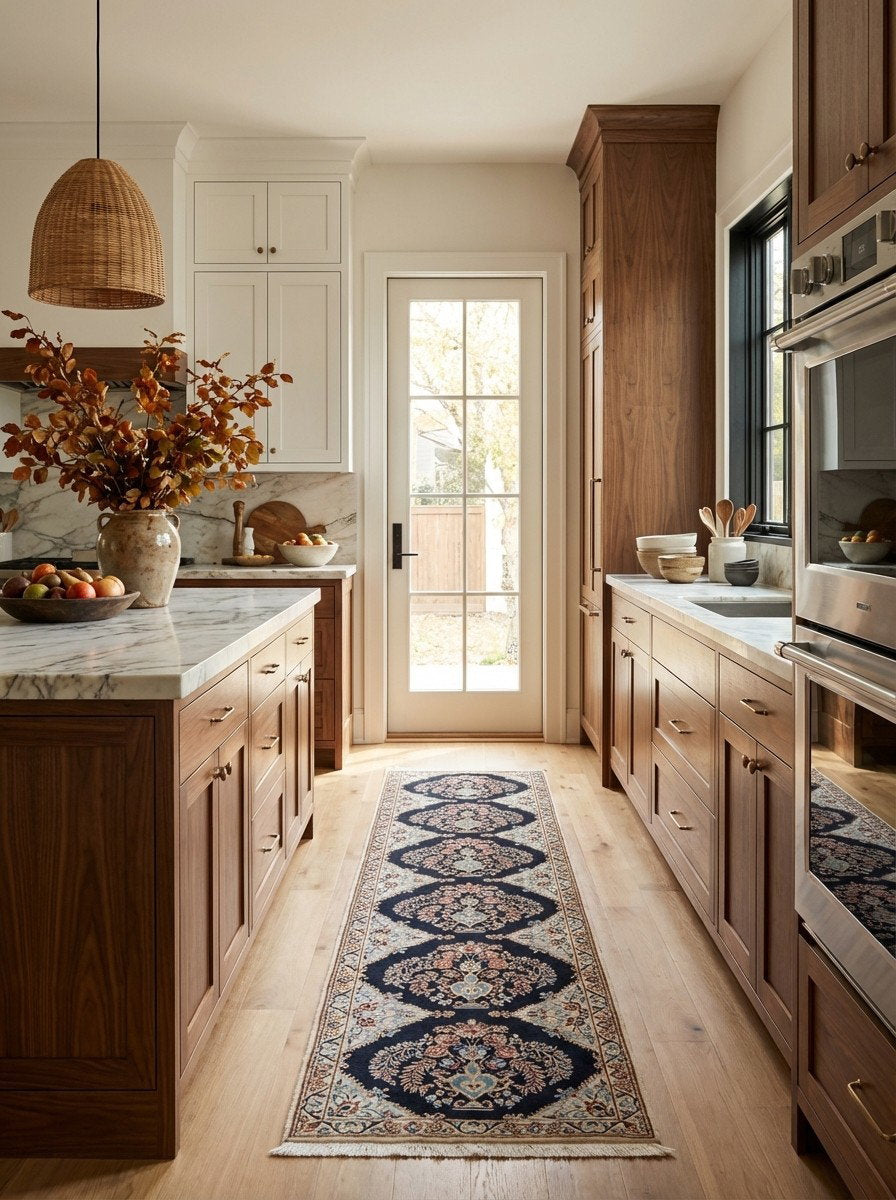 Nain 6La — Handgefertigt, 211x49 cm, Beige, 100% Virgin Wool | Back view