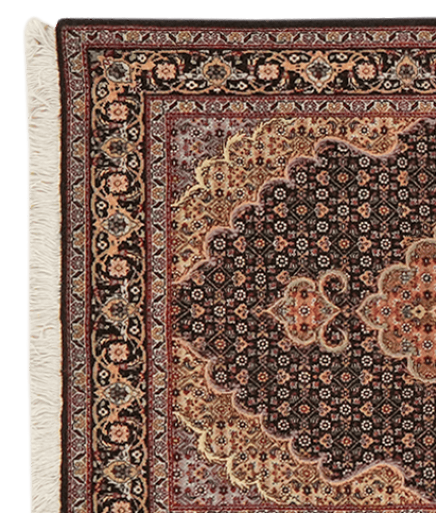 Tabriz 50 Raj — Hand-knotted, 79x296 cm, Black, 100% Virgin Wool | View 3