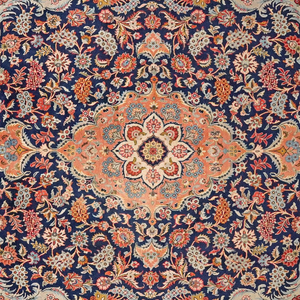Kashan — Hand-knotted, 206x316 cm, Blue, 100% Virgin Wool | View 4