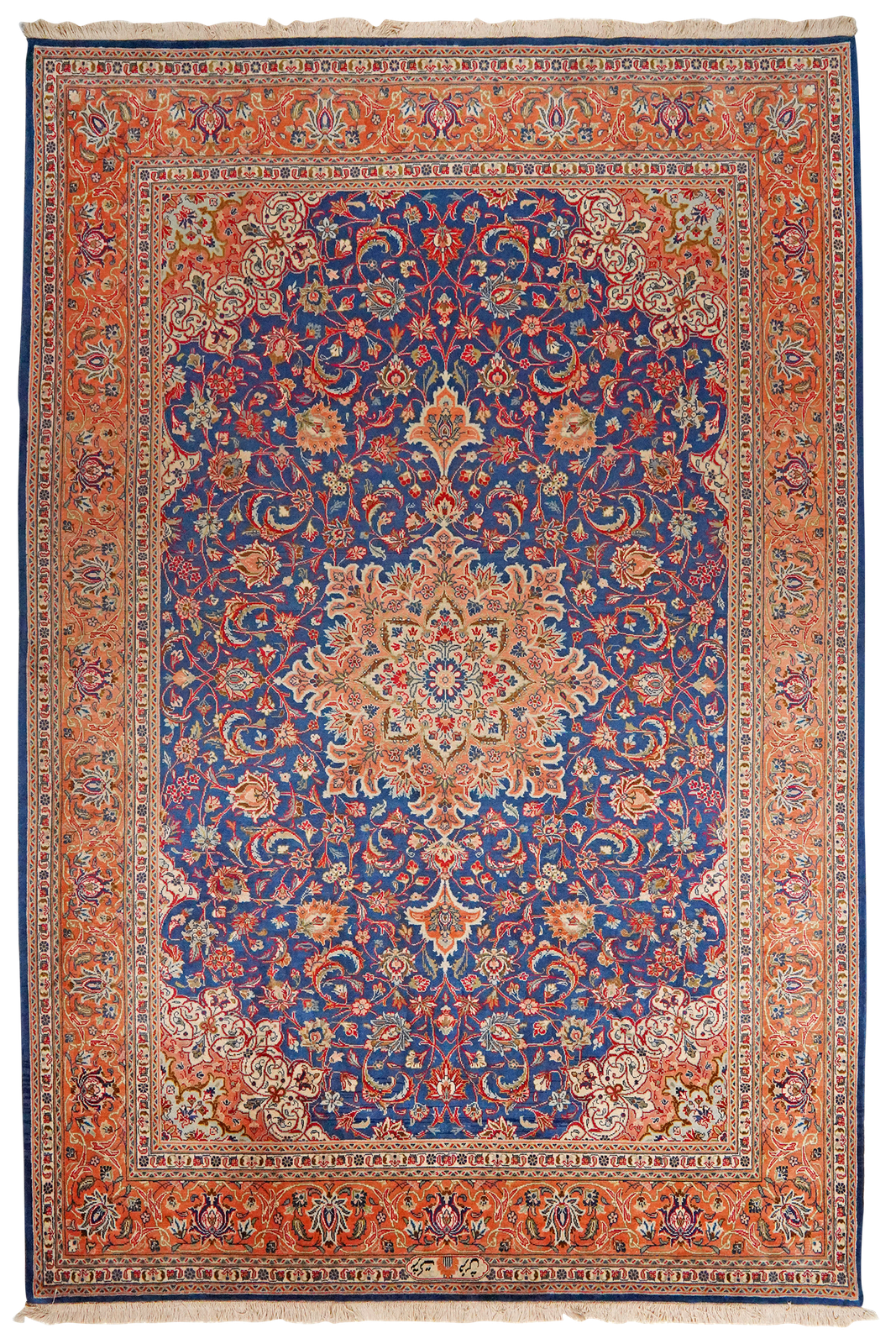 Sarough — Hand-knotted, 198x293 cm, Blue, 100% Virgin Wool | Main view