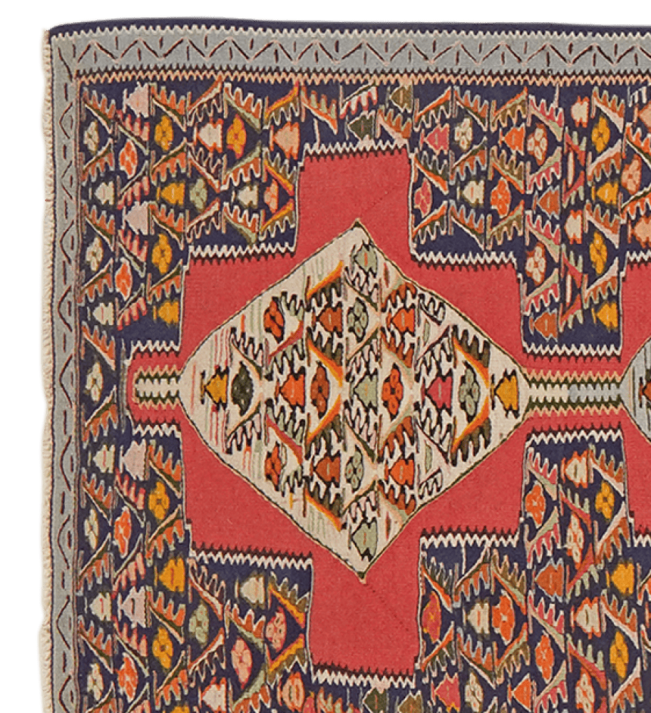 Kelim Senneh — Handmade, 80x298 cm, Red, 100% Virgin Wool | View 3