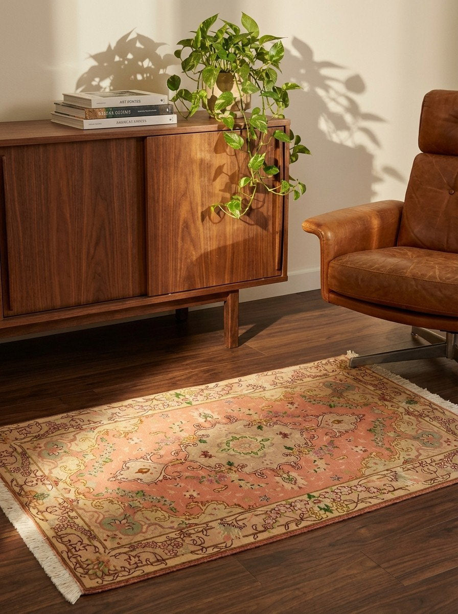 Tabriz 50 Raj — Handgefertigt, 128x73 cm, Braun, 80% Schurwolle, 20% Seide | Back view