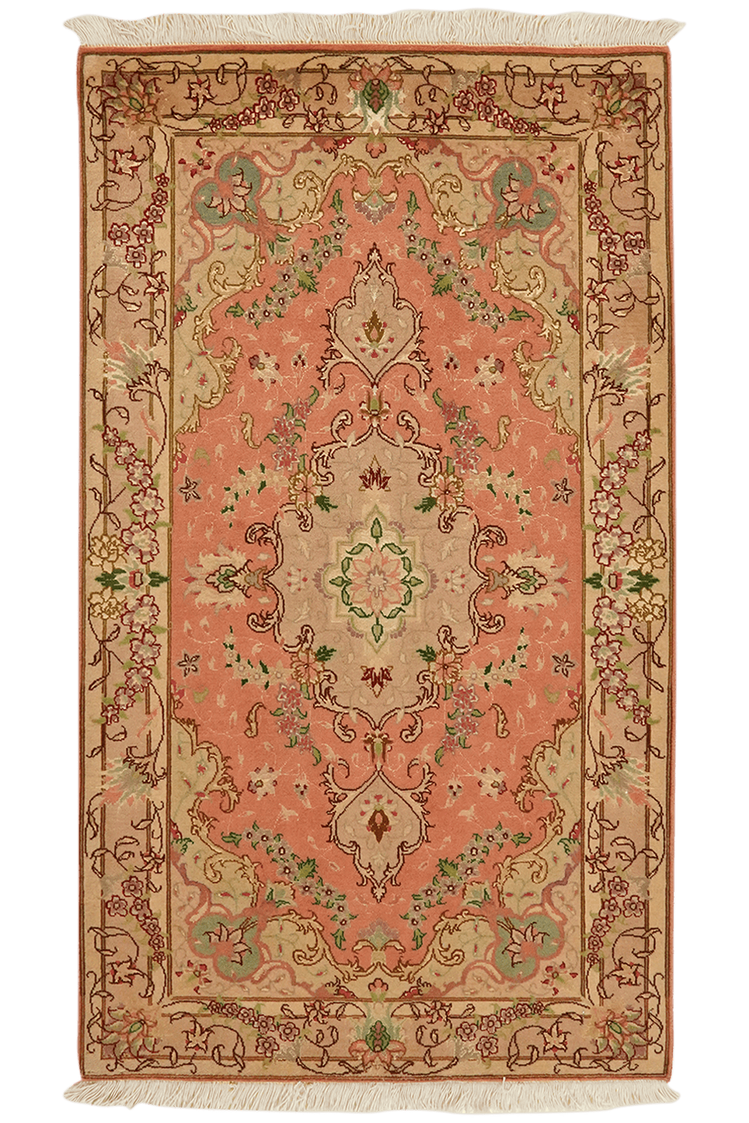 Tabriz 50 Raj — Hand-knotted, 73x128 cm, Orange, 80% Schurwolle, 20% Seide | Main view