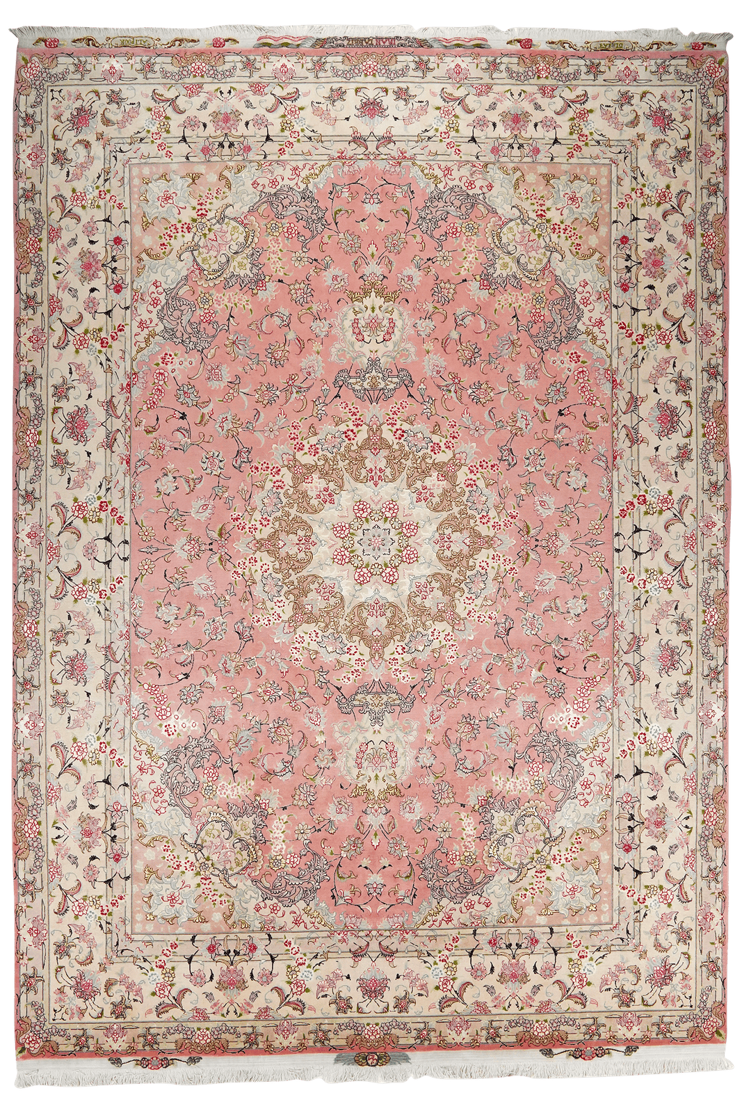 Tabriz 50 Raj — Hand-knotted, 245x347 cm, Pink, 90% Schurwolle, 10% Seide | Main view