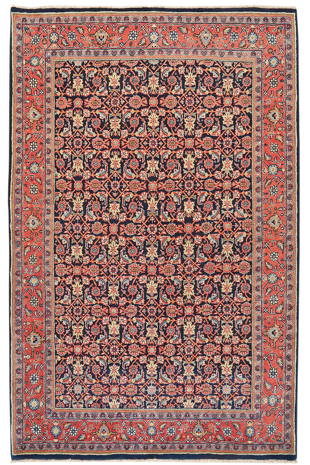 Sarough — Hand-knotted, 135x210 cm, Blue, 100% Virgin Wool | Main view