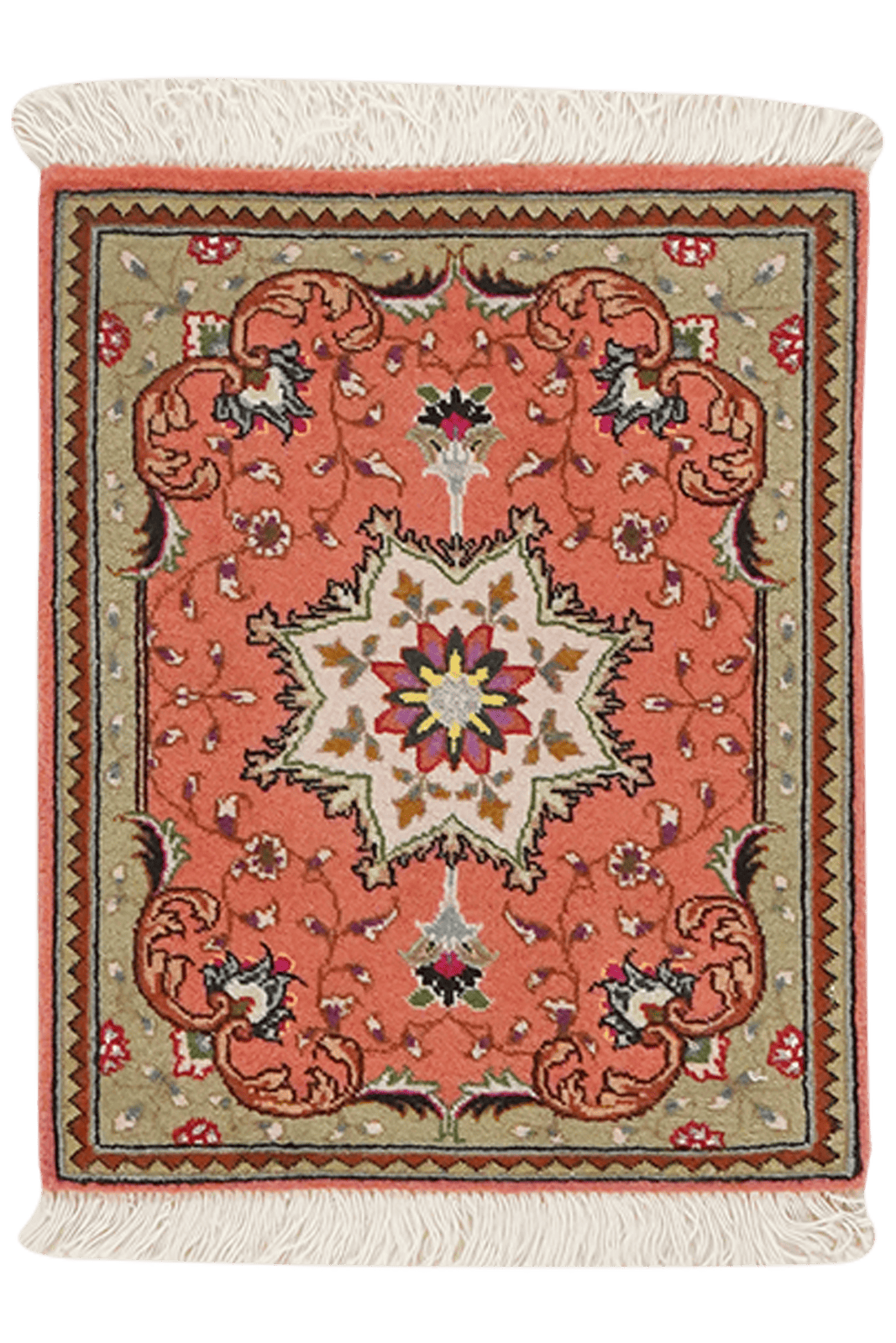 Tabriz 50 Raj — Hand-knotted, 39x48 cm, Red, 100% Virgin Wool | Main view