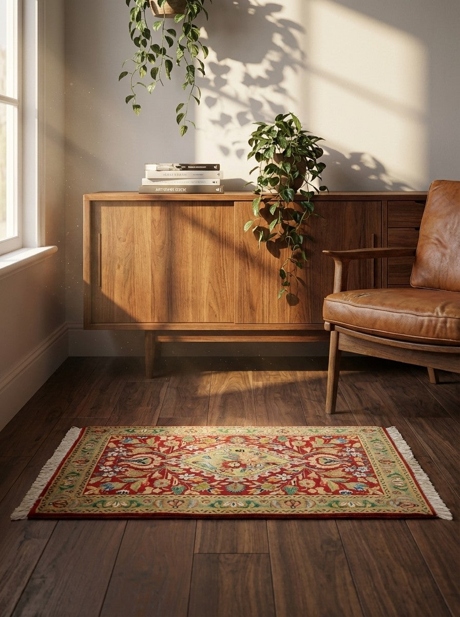 Tabriz Old — Hand-knotted, 49x76 cm, Red, 100% Virgin Wool | Back view