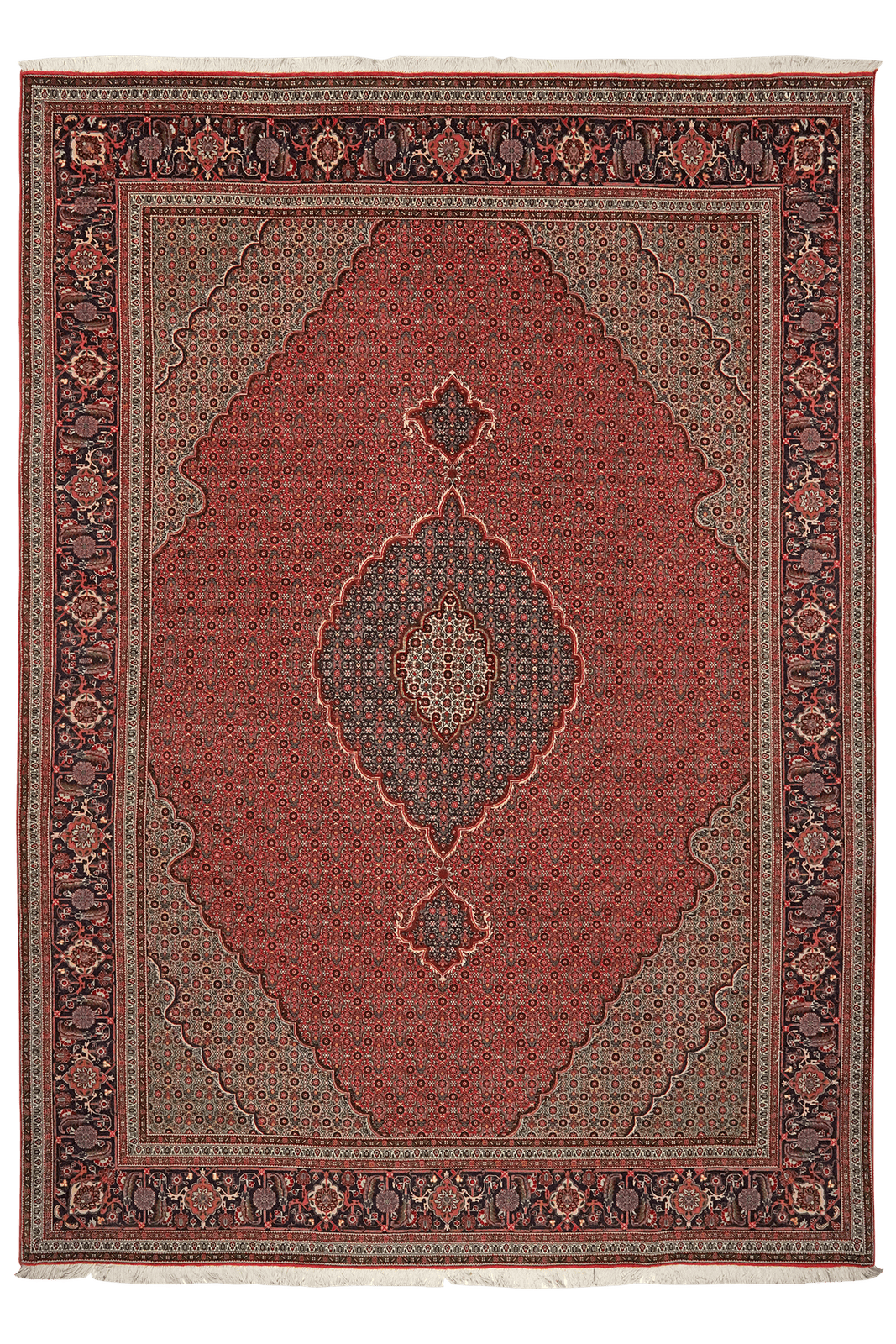 Tabriz 50 Raj — Hand-knotted, 202x285 cm, Red, 100% Virgin Wool | Main view