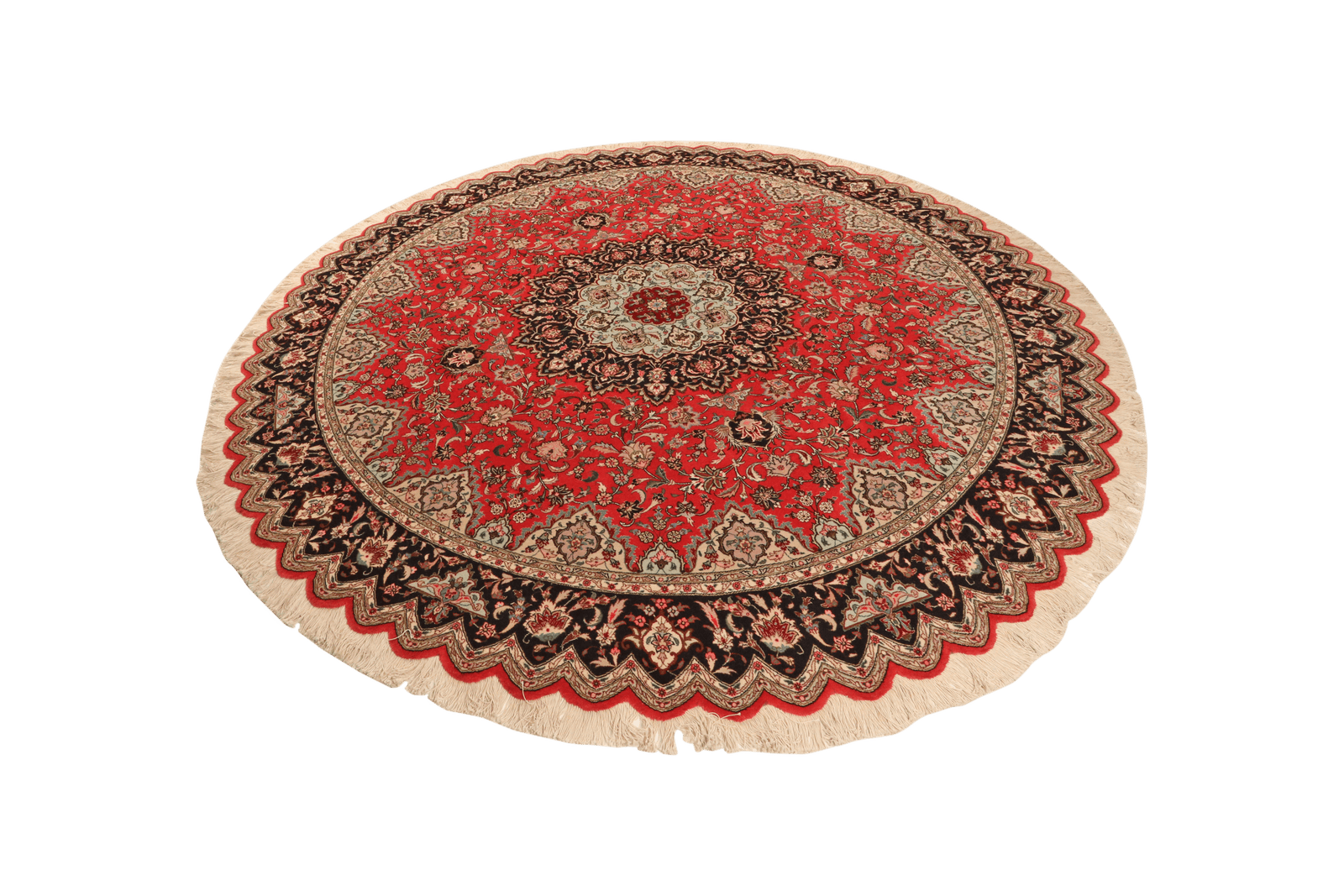 Tabriz Round — Hand-knotted, 248x248 cm, Red, 95% Schurwolle, 5% Seide | View 5