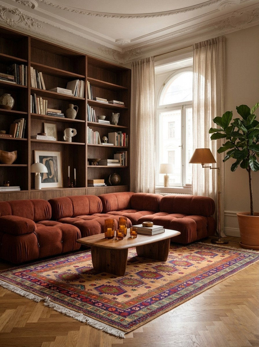 Samarkand — Handgefertigt, 263x154 cm, Beige, 100% Virgin Wool | Back view
