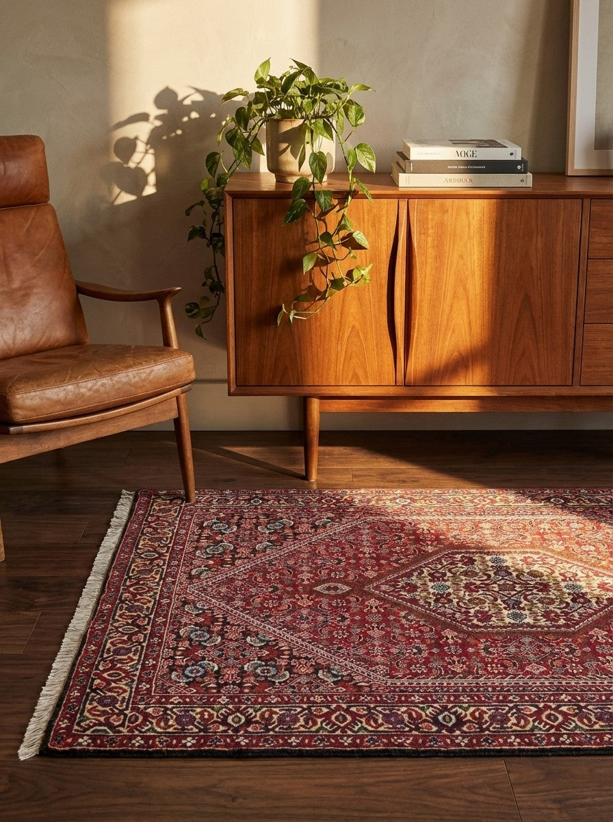 Bidjar Tekkab — Hand-knotted, 93x157 cm, Red, 100% Virgin Wool | Back view