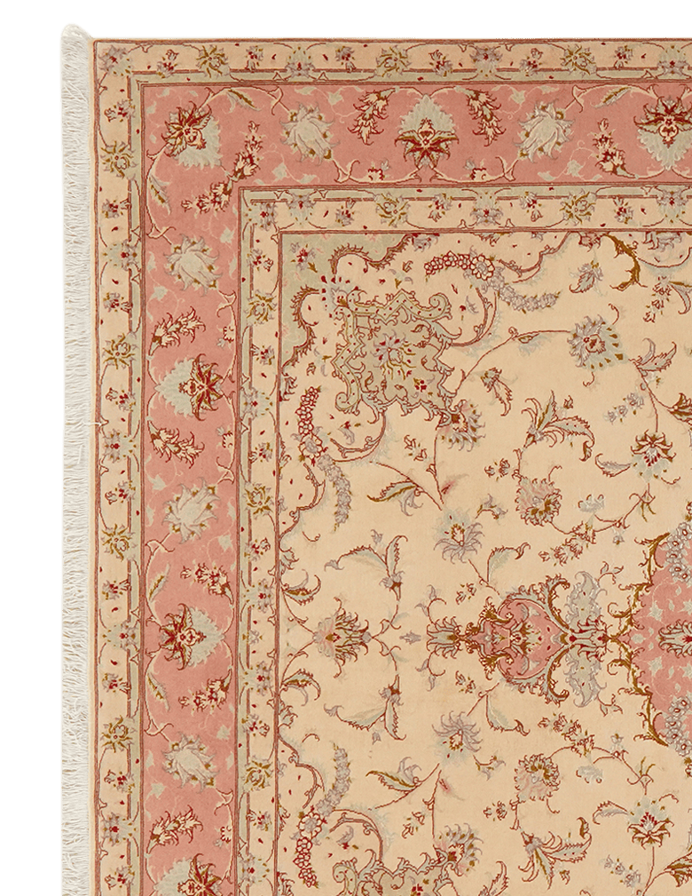 Tabriz 50 Raj — Hand-knotted, 202x254 cm, Beige, 70% Schurwolle, 30% Seide | View 3