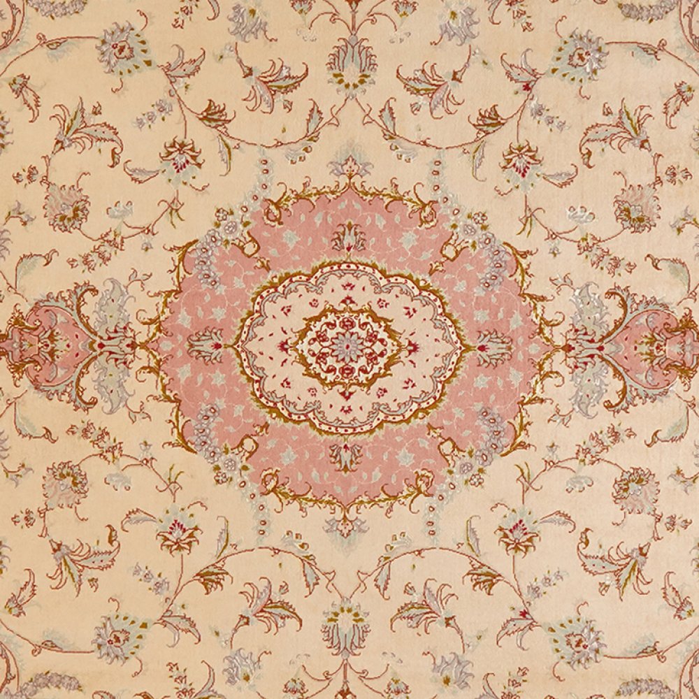 Tabriz 50 Raj — Hand-knotted, 202x254 cm, Beige, 70% Schurwolle, 30% Seide | View 4