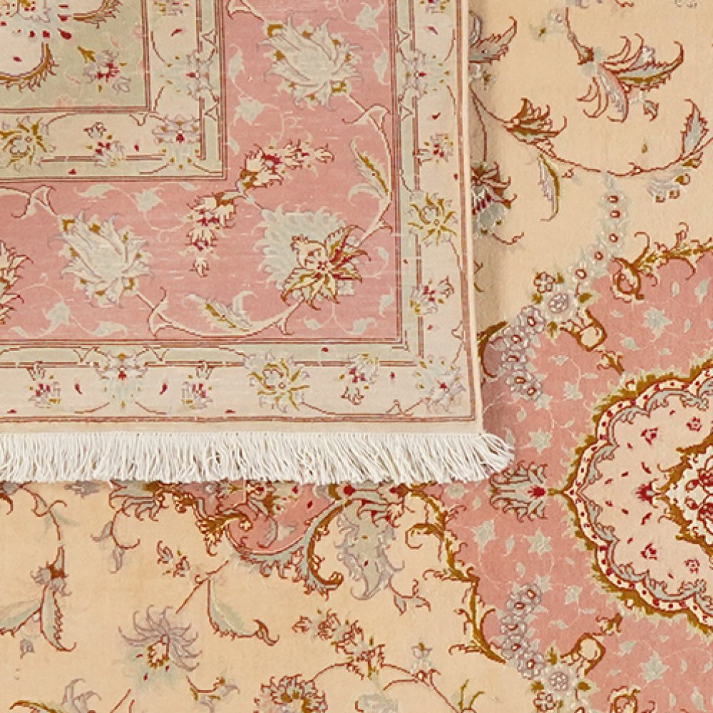 Tabriz 50 Raj — Hand-knotted, 202x254 cm, Beige, 70% Schurwolle, 30% Seide | View 6