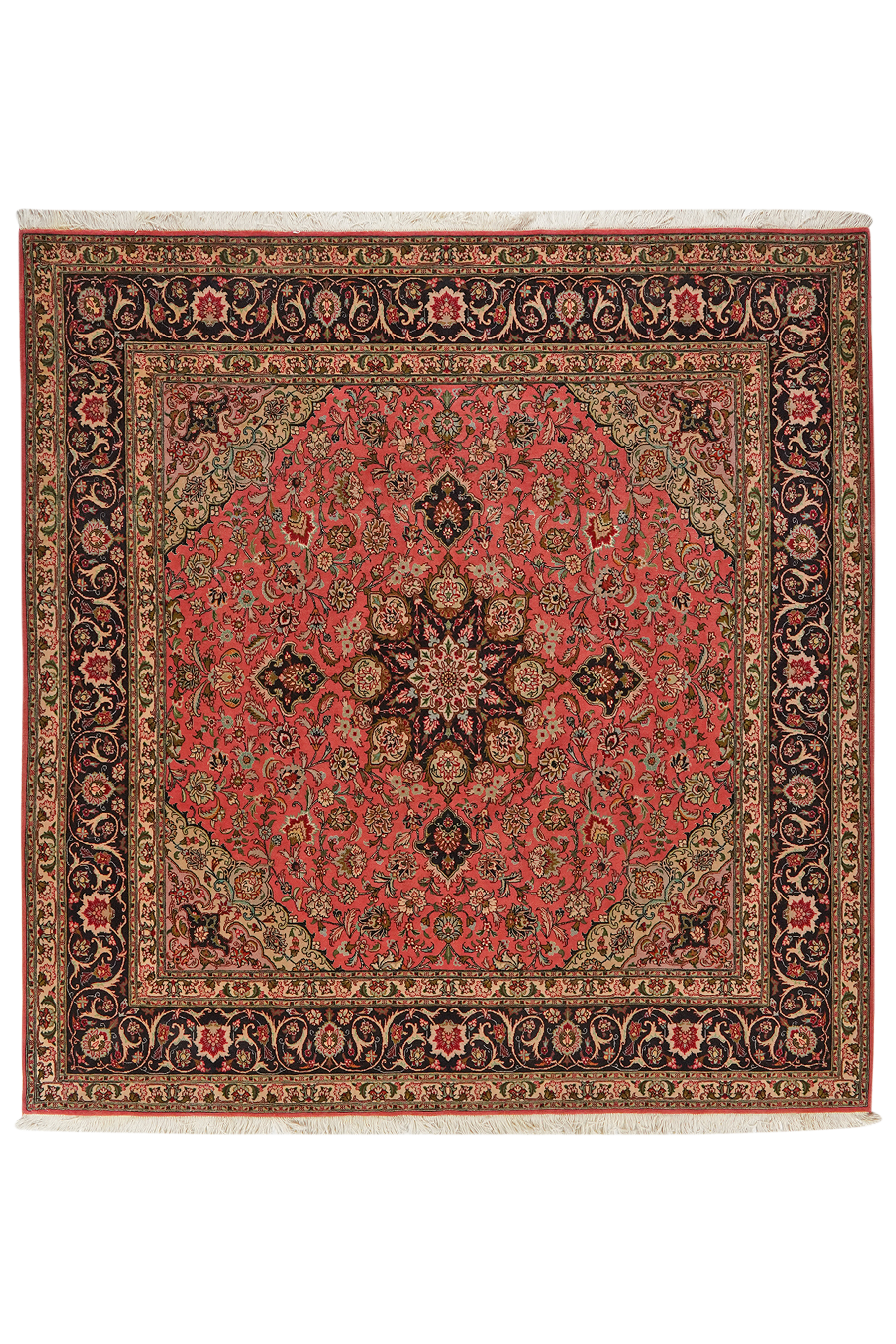 Tabriz 50 Raj — Hand-knotted, 201x209 cm, Red, 95% Schurwolle, 5% Seide | Main view