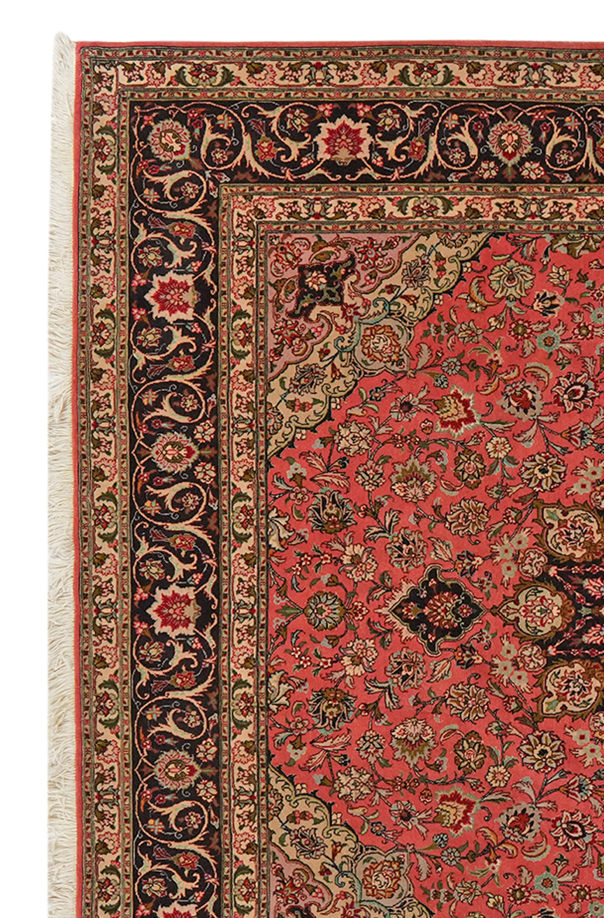 Tabriz 50 Raj — Hand-knotted, 201x209 cm, Red, 95% Schurwolle, 5% Seide | View 3