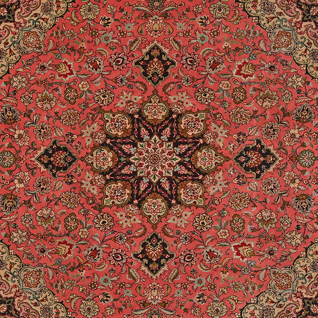 Tabriz 50 Raj — Hand-knotted, 201x209 cm, Red, 95% Schurwolle, 5% Seide | View 4