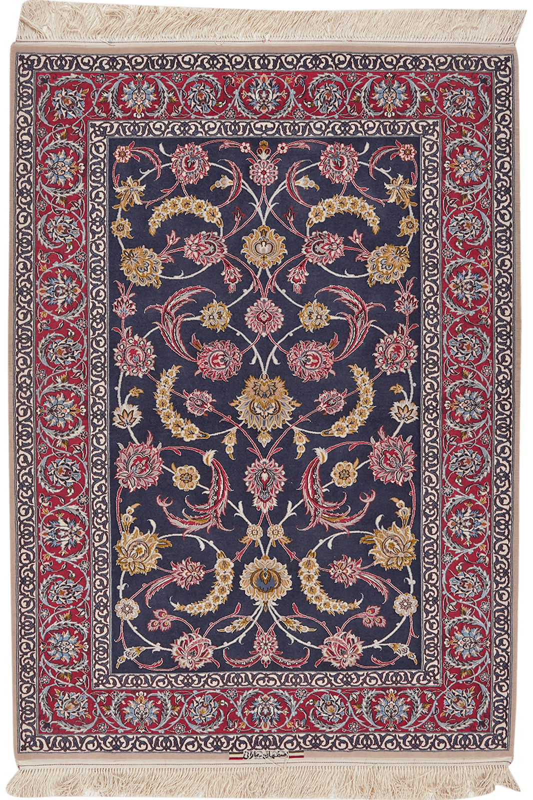 Isfahan — Hand-knotted, 114x160 cm, Blue, 95% Schurwolle, 5% Seide | Main view