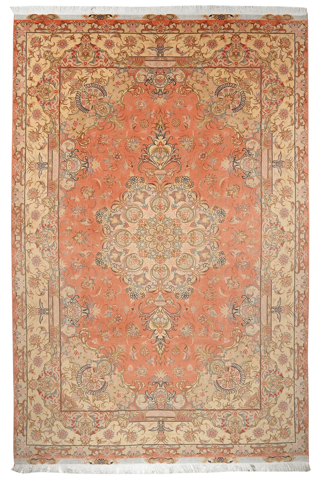 Tabriz 50 Raj — Hand-knotted, 204x303 cm, Orange, 100% Virgin Wool | Main view