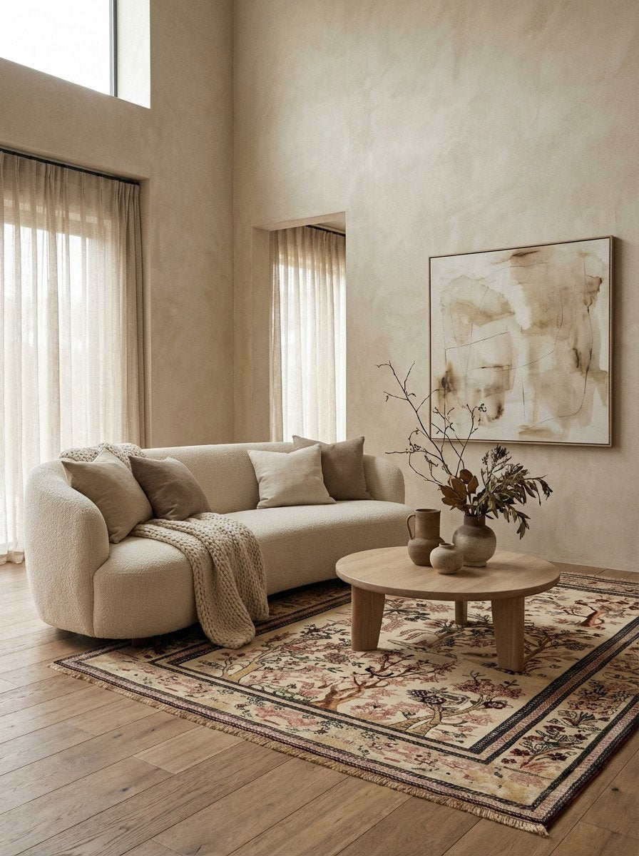 Teheran — Handgefertigt, 200x140 cm, Beige, 100% Virgin Wool | Detail view