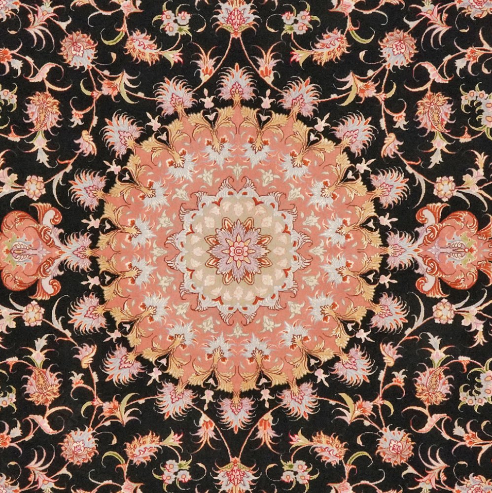 Tabriz 50 Raj — Hand-knotted, 201x251 cm, Black, 90% Schurwolle, 10% Seide | View 4