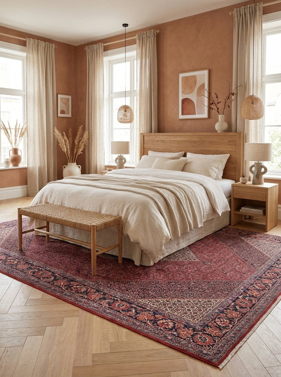 Bidjar — Handgefertigt, 299x255 cm, Blau, 100% Virgin Wool | Detail view