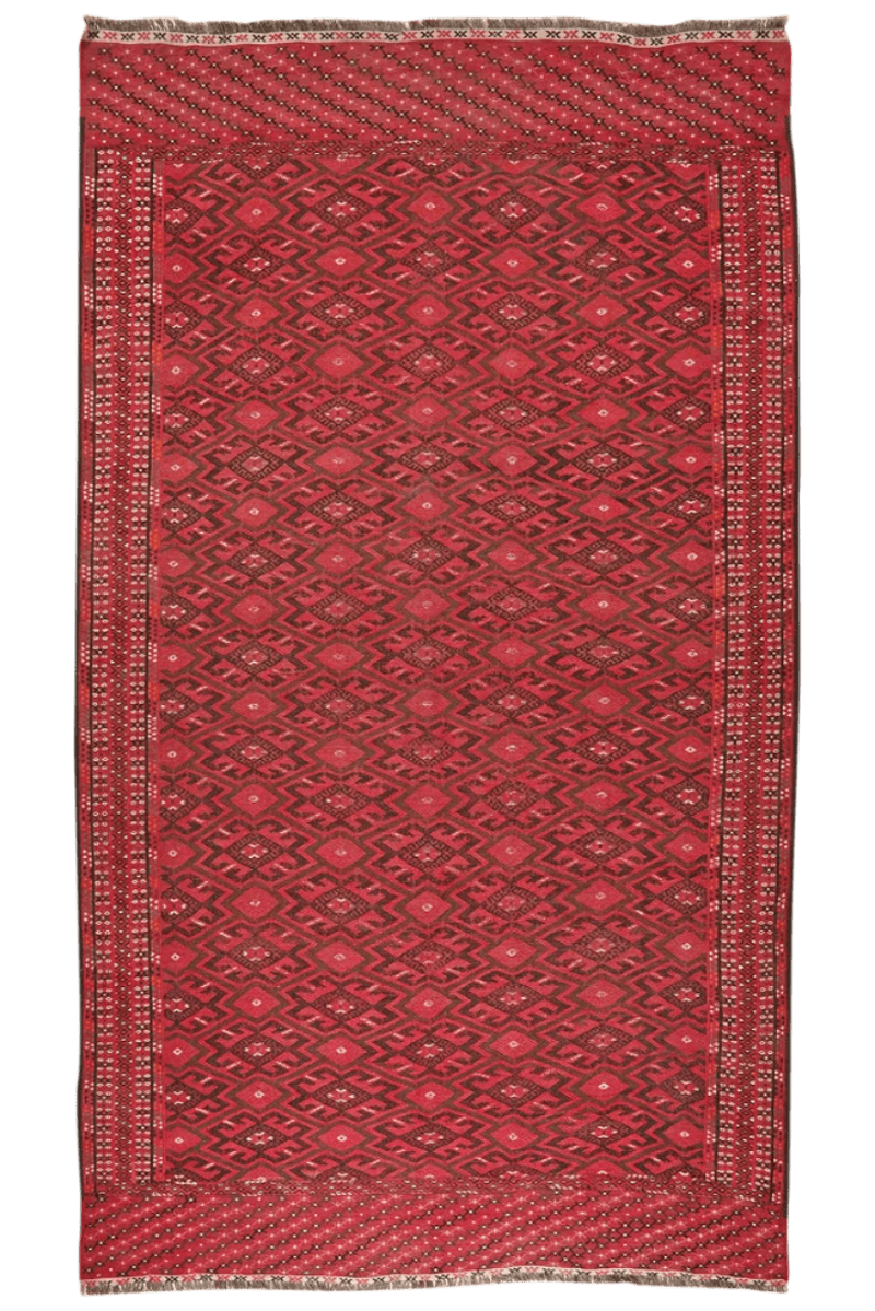 Kelim Kordi — Handmade, 180x307 cm, Red, 100% Virgin Wool | Main view