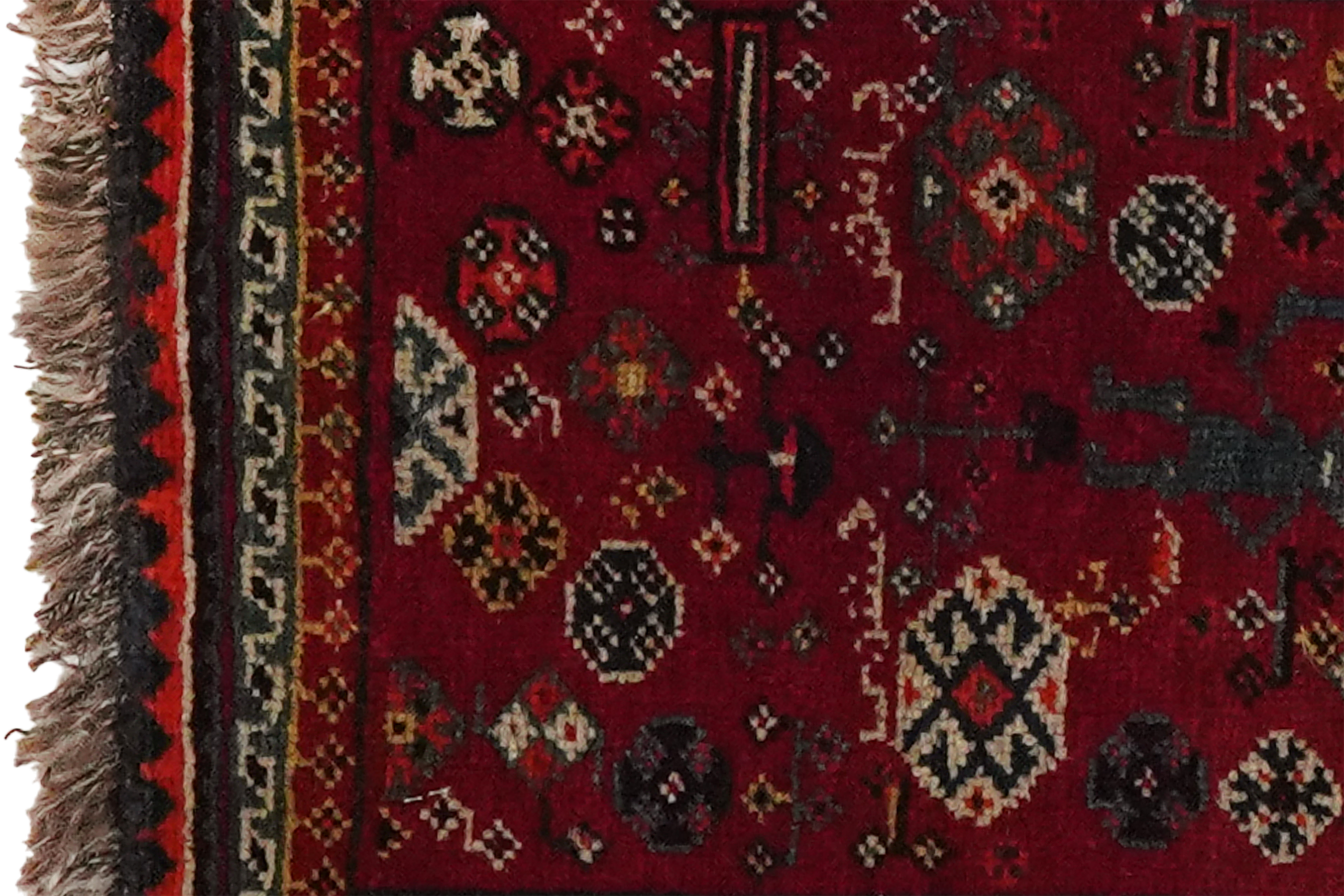 Shiraz — Hand-knotted, 40x40 cm, Red, 100% Virgin Wool | View 3