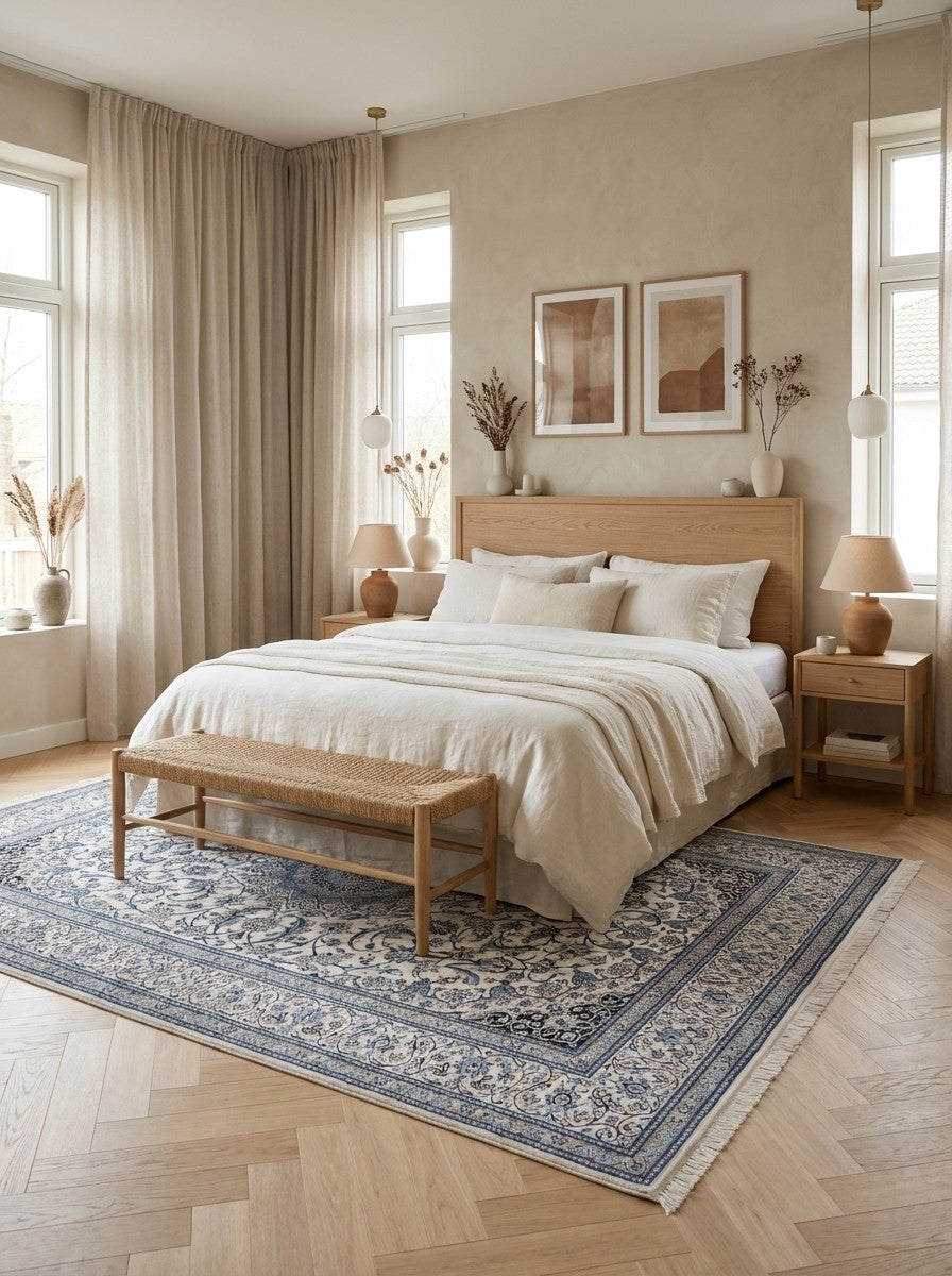 Nain 9La — Hand-knotted, 252x350 cm, Beige, 100% Virgin Wool | Detail view